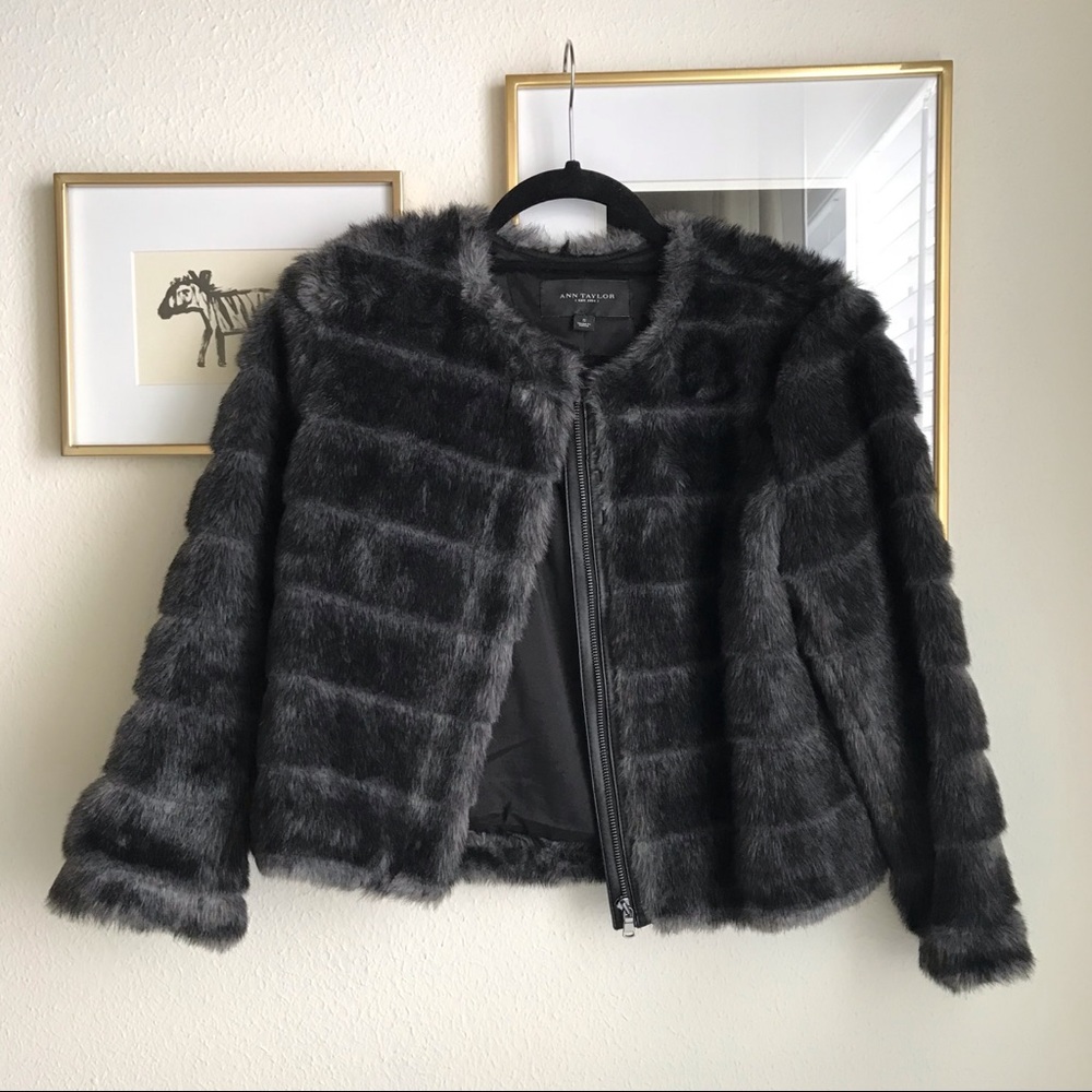 Ann Taylor Cropped Faux Fur Jacket